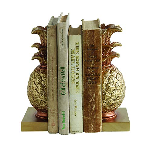 Creative Co-op Pineapple Shaped Gold Resin Bookends (Set of 2 Pieces)