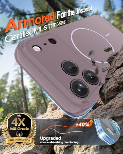 Image of Magnetic for iPhone 17 Pro Max Case,Shockproof Matte Cover,Lavender Purple | with Screen Protector,Compatible with MagSafe,Military Grade Drop Protection,Full Camera Protection,Non-Slip Design Case