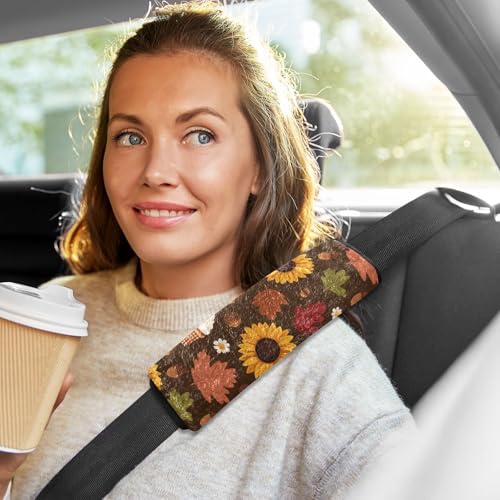 Image of 2 Pack Seatbelt Covers Seat Belt Cover Pad for Adults Boys Girls Car Seat Strap Covers Pads Cushion Universal Shoulder Strap Pad Protector for Backpack Camera Bag 6.5 Inch Sunflowers Maple Leaves Pump