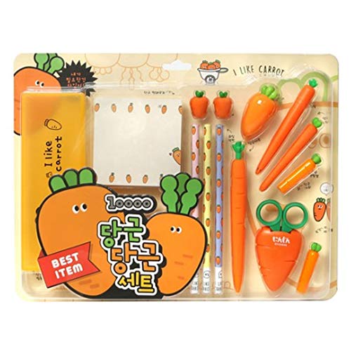 PINKFOOT Carrot 10pcs Set of School Supplies for School Supplies Back to School Set Gifts for School Student Office Kids Study Korean Stationery Supplies