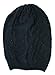 an Fashion Lightweight Slouchy Beanie Knit Hat Eyelet Pattern (Small to Large, Black)