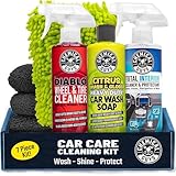 Chemical Guys Car Cleaning Kit - With Car Wash Soap, Wheel Cleaner, Total Interior, Car Wash Mitt - Interior and Exterior Wash Kit With Vehicle Cleaning and Detailing Accessories - 7 Item Kit
