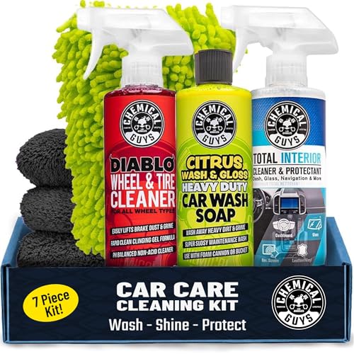 Chemical Guys, 7-Piece Car Cleaning Kit, Wash, Wheel & Interior Cleaners |…