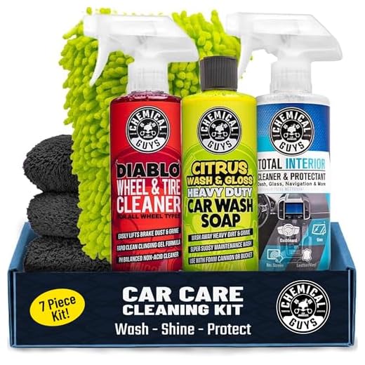 Chemical Guys, 7-Piece Car Cleaning Kit, Wash, Wheel & Interior Cleaners