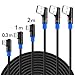 SUNGUY Micro USB Cable 90 Degree (3-Pack,1ft+3ft+6ft) Right-Angled Double Sided Braided Fast Charging & Data Sync Cord for Samsung Galaxy S6 S7 Edge,Amazon Kindle, Xbox One, PS4 (Blue)