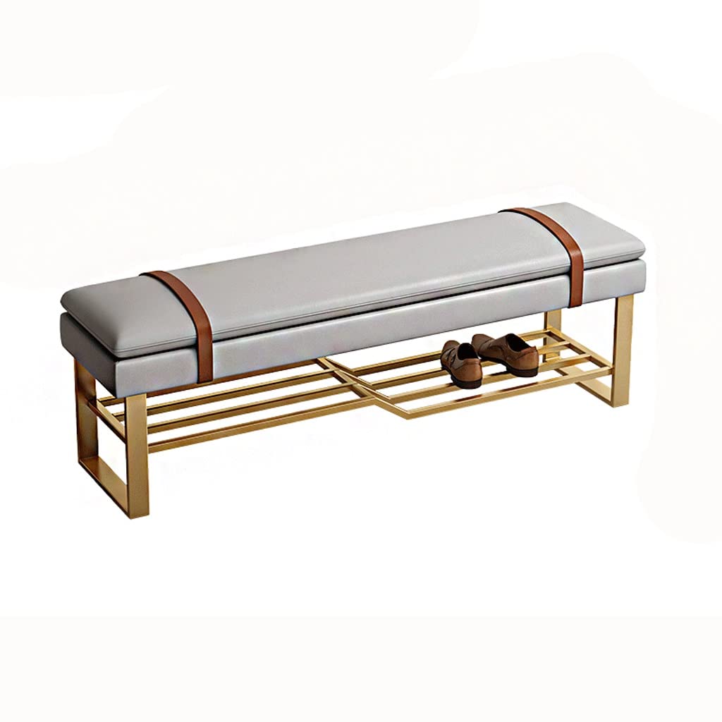 Banc à chaussures en cuir Nordic Home avec meuble de rangement