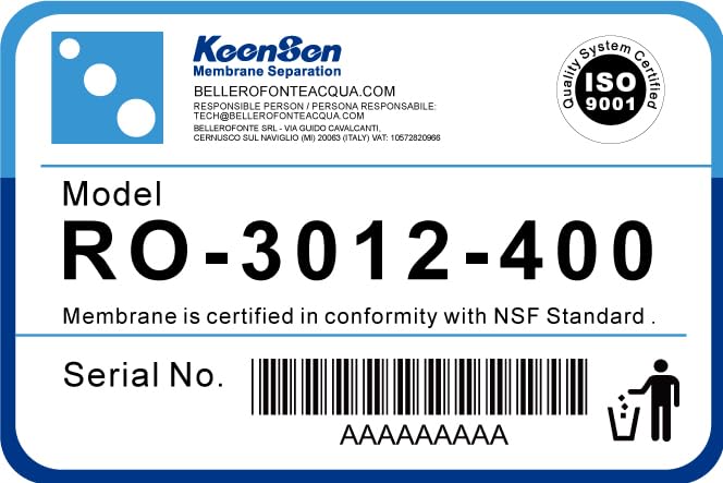 Membrana RO-3012-400 GPD ad alte prestazioni - serie residenziale - per impianti ad osmosi 2 PEZZI