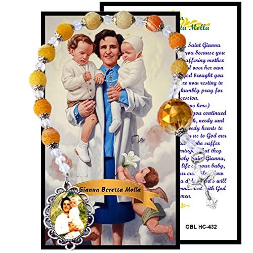 Saint Gianna Berretta Molla Patron of Pediatricians Chaplet Pocket Purse Rosary with Prayer Card Holy Card2