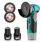 Mini Angle Grinder with Two Batteries, Seesii 12V Cordless Angle Grinder Machine 500W Brushless Polishing Machine with 2Pcs Diamond Cutting Wheel