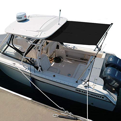 Oceansouth 554 Ft Boat Stern Shade Kit Extension For T-Top & Cabin Boat With Stainless Steel Telescopic Poles (Ma 045-2 Blue) #TOP1