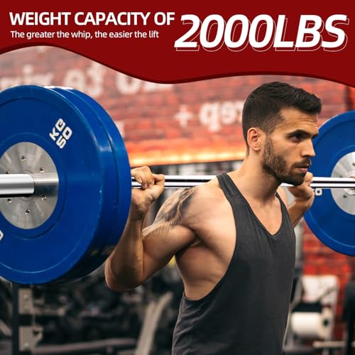 7ft Olympic Barbell, 45 lb Barbell for Powerlifting and Weightlifting, 2000 lbs Weight Capacity 215K PSI Weight Bar Fit 2" Weights for Squat, Bench Press, Deadlift - Image 5