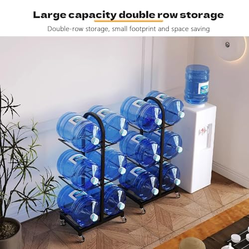 Porte-carafe à eau 5 gallons sur 4 roues, étagère robuste 2 ou 3 niveaux