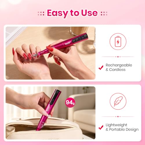 Image of Beetles Cordless Nail Drill Kit, 6 Drill Bit 35 Speed Electric Nail File | Rechargeable Nail File Drill for Gel Polish Acrylic Gel Extension Builder Removal,0-15000 RPM Beginner DIY Manicure Tools