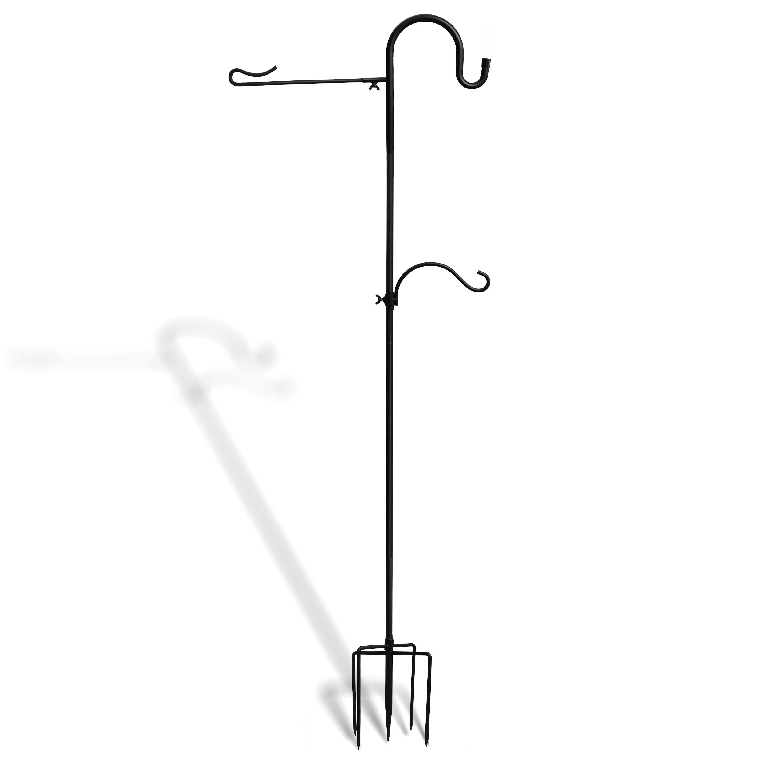 Heavy Duty Shepherd Hook with Flag Holder 76Inch Adjustable Assembled Shepherd Hook with 0.6 Inch Thickness Rust Resistant Premium Metal Lawn Yard Flag Holder Stake for Bird Feeders Plant Baskets