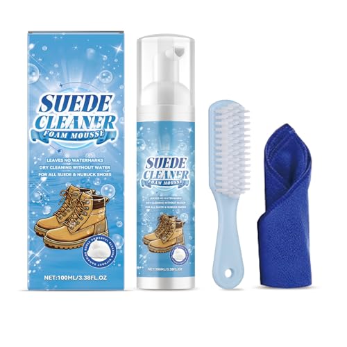 BUBEFSKD Multiusos Suedes Nubuck Restorer Limpiador Espuma Set Para Zapatos Bolsos Chaquetas De Cuero Suministrado Con Paño Cepillo De Limpieza Gamuza No Tóxica Y Limpiador De Tela