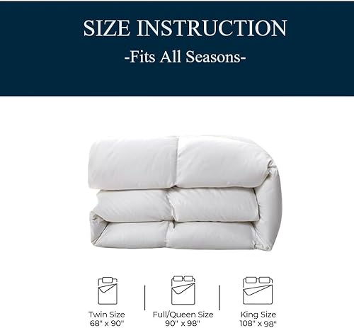 Miniatura 6 de Serta Edredón de fibra de plumón de ganso blanco, relleno de 500 hilos, mezcla de poliéster, algodón, tamaño individual, edredón hipoalergénico para