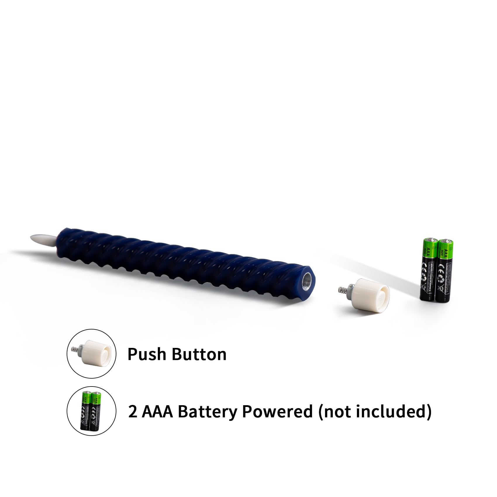 Eywamage Navy Blue Flickering Flameless Taper Candles with Remote, Battery Operated Spiral Candles, Real Wax LED Candlesticks Set of 6