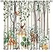 Forest Animal Curtains,Fox Elk Bird Animal Watercolor Woodland Print Curtains Kids Nursery Bedroom Living Room Home Decoration 42x54 Inch