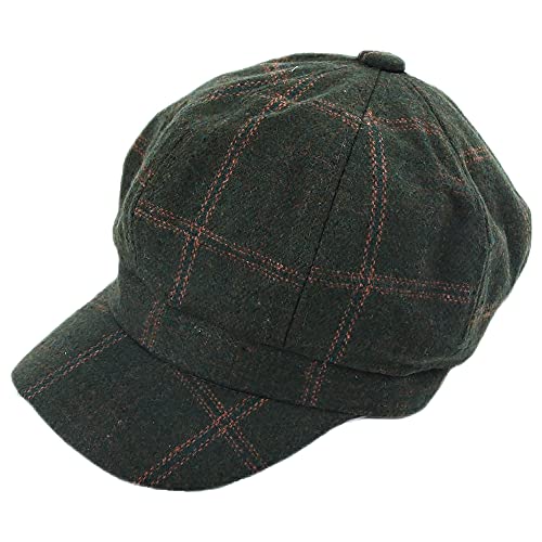 ZffXH Chapeau Gavroche à Carreaux pour Femme avec visière rayée Beret Casquette en Tweed 8 Panneaux Cover