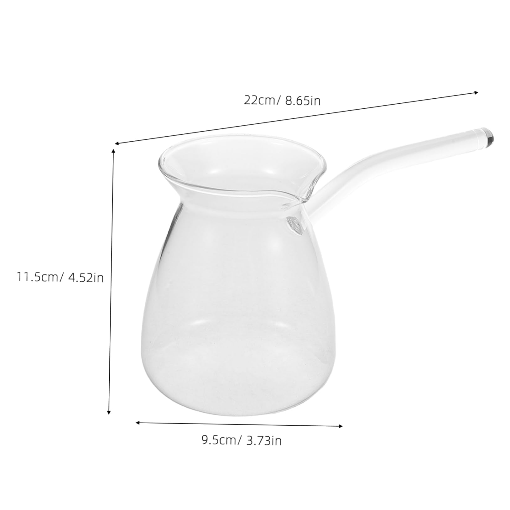 COLLBATH 2pcs High Borosilicate Glass Turkish Coffee Pot Stovetop Safe Kettle with Side Handle for Brewing Tea Warming Milk Home Office Settings