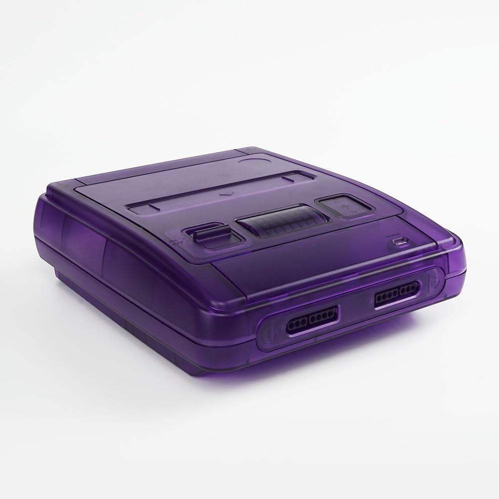 Carcasa de repuesto para consola SFC, funda semitransparente para Super Famicom, carcasa para host SFC compatible con cartuchos NTSC/PAL (blanco/negro/morado) (morado transparente)