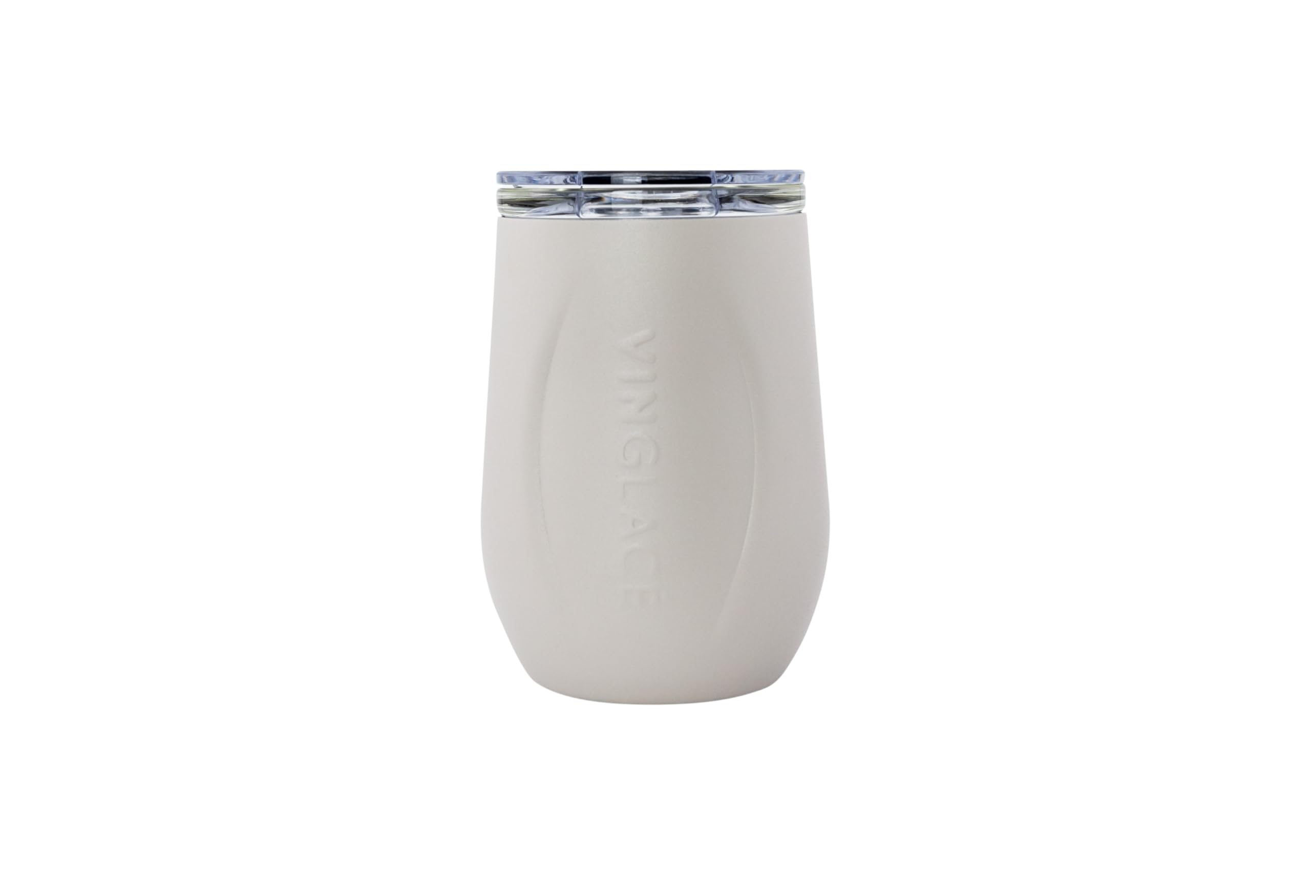 Vinglacé Copa de vino de acero inoxidable sin tallo, vaso de vino aislado con inserto de vidrio y tapa para sorbo, 10 onzas, piedra (VWGPCSTN)