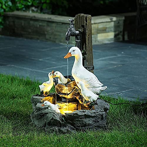Fontaine de jardin en résine : statue canard sculptée haute qualité