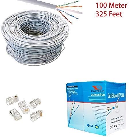 DazzelOn Cat6 Ethernet Bulk Cable Bundle Grey 100 Meter 325 FT - Network Internet Cord | CCA 23AWG UTP