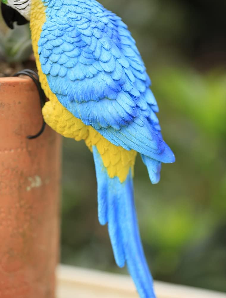 Primst Resin Animal Planter Pot Hanger Decorations, Hanging Realistic Parrot Flower Pot Figurine Planter Pot Hanger Decoration for Garden Yard Indoor Outdoor Decor (Red) image 5