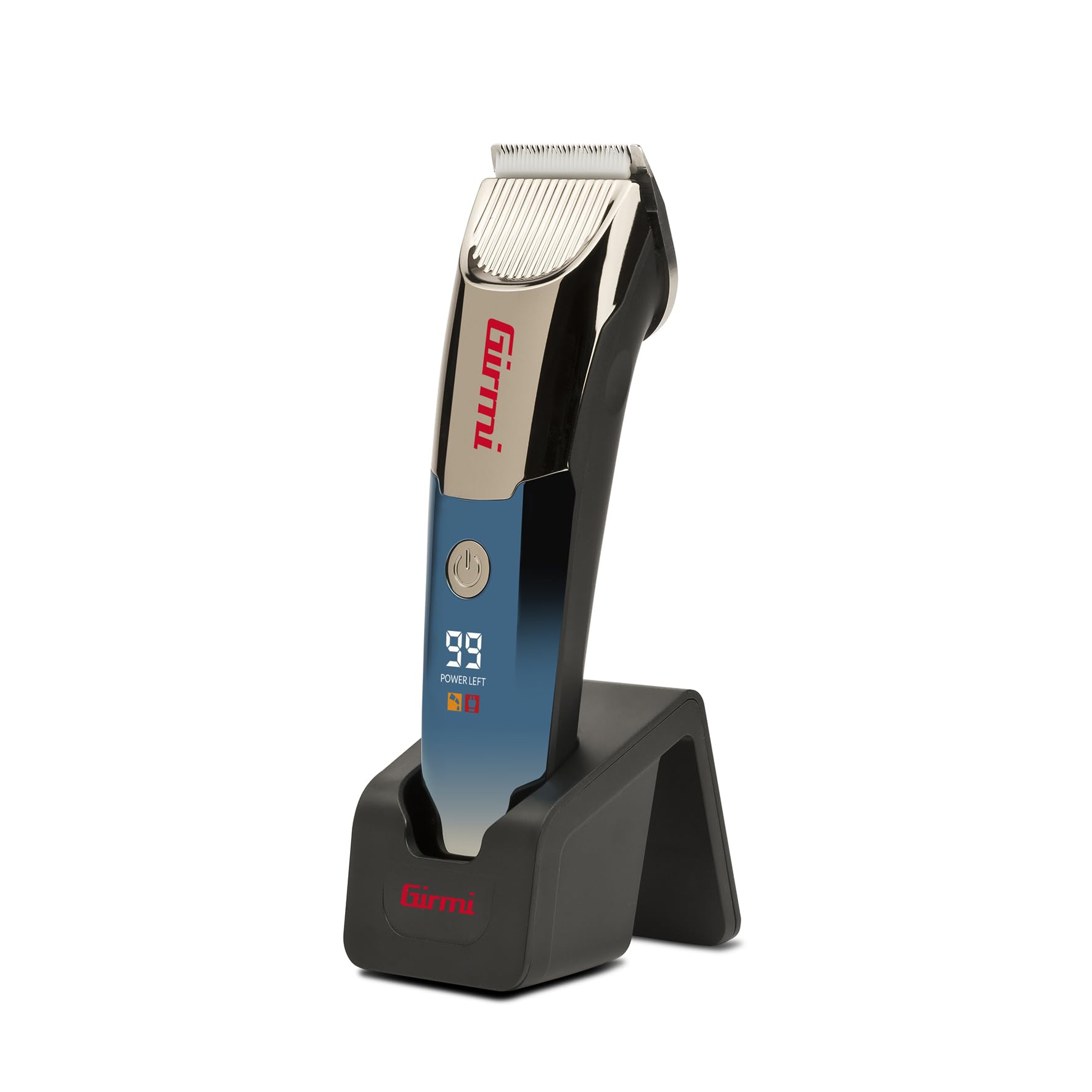 Girmi RC56 Taglia Barba e Capelli, Lama di Taglio in Ceramica per un Taglio Preciso e Perfetto, Display Digitale con Indicatore Livello Carica, Regolazione Taglio da 1 a 3mm, Blu