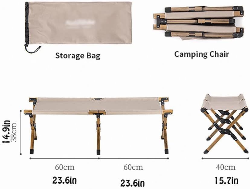 Stools Chairs Outdoor Folding Double Chair Stool Portable Camping Picnic Travel Aluminum Stool for Living Room Home Fishing Stool Modern Stool (Color : Khaki)