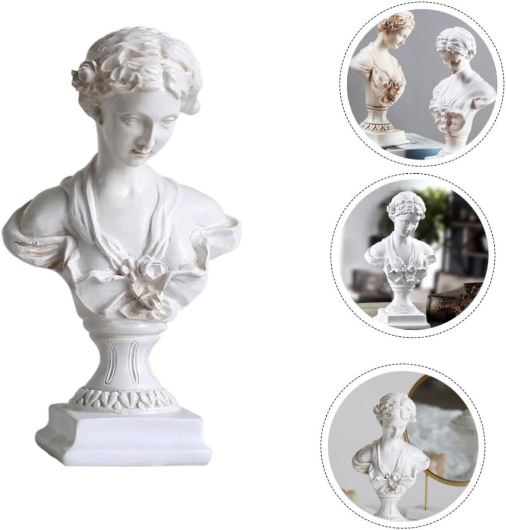 Statue Ornaments Ornaments 2pcs Sculpture Bust Ornament Woman Statue Statue Bust Statue Statues Figure Statue Ornament Statue Character Statue Adornment Resin White Sculpture