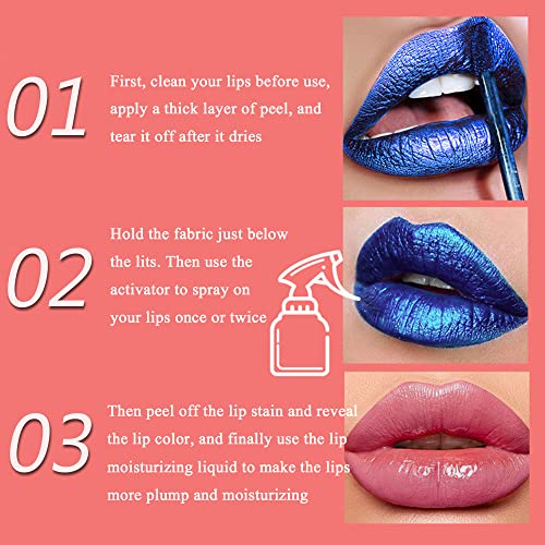 5 Colors Peel Off Lip Gloss Tint, Tattoo Magic Color Peel Off Lip Tint Lip Stain, Amazing Non-Stick Cup Matte Velvet Liquid Lipstick Waterproof Lasting Tear-Off Red Lip Tint Makeup For Womens Girls #TOP4