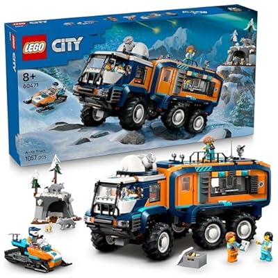 LEGO City Le Camion Scientifique des Explorateurs en Arctique - Jouet Véhicule d Exploration avec Direction & Suspension - Motoneige 5 Minifigurines & 3 Figurines de Loups - Cadeau Garçon 8 ans 60471