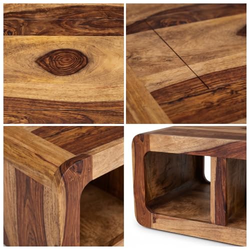 Image of SONA ART & CRAFTS Sheesham Wooden Center Coffee Table for Living Room Home with Shelf Storage | Wooden Coffee Table | Center Table for Living Room | Tea Table | Natural Teak
