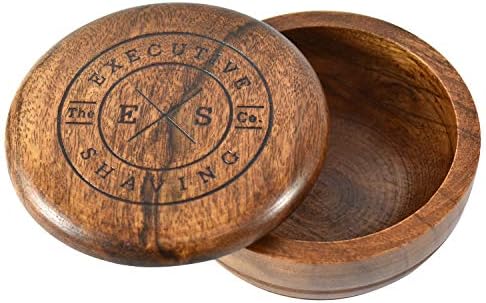 Executive Shaving Large Acacia Wood Shaving Soap Lathering Bowl with Lid