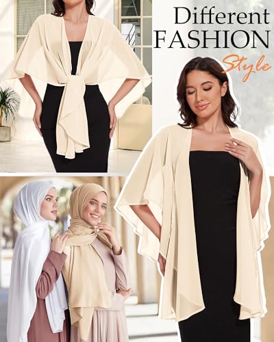 Image of Shawls and Wraps for Evening Dresses Womens Chiffon Scarf Sheer Cover Up