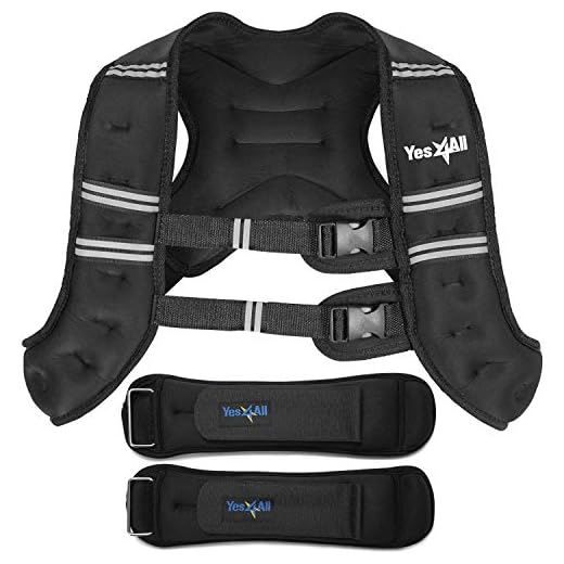 Yes4All 12lb Workout Weighted Vest & 2lb Ankle Weights Pair – Exercise Weighted Vest for Strength Training, Running, Weight Loss & Weightlifting