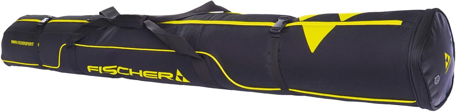 Fischer Skicase 1 Pair Alpine Race Ski Bag | 175-190cm Durable Adjustable Travel Bag for One Pair of Skis with Compression Straps, Double Zipper, Durable for Men & Women