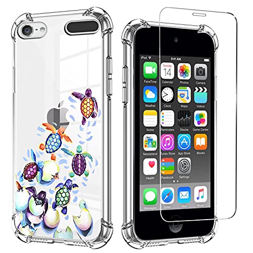ZIYE Compatible with iPod Touch 7th Generation Case,iPod Touch 6 5 Case Clear,[Screen Protector] Shockproof Protective Case for iPod Touch 5/iPod Touch 6/iPod Touch 7 Case Sea Turtle