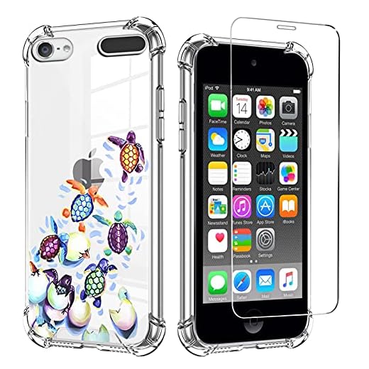 ZIYE Compatible with iPod Touch 7th Generation Case,iPod Touch 6 5 Case Clear,[Screen Protector] Shockproof Protective Case for iPod Touch 5/iPod Touch 6/iPod Touch 7 Case Sea Turtle