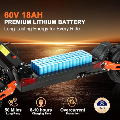 Image of Electric Scooter for Adults, 5600W /1500W /1200W /800W Motor Fast Electric Scooter, 46 /40 /35 MPH Top Speed, 27Ah /20.8Ah /15.6Ah Battery, 10 /11 inch Off Road Tire Foldable E-Scooter for Commuter Outdoor campus