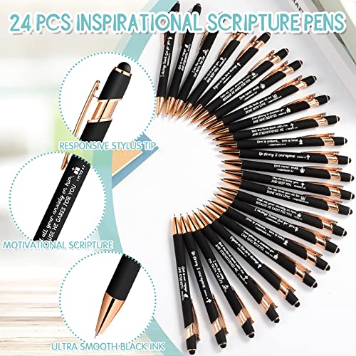48 Pcs Bible Pens Notepads Gifts Set 24 Bible Ballpoint Pen 24 Bible Notebook Inspirational Quotes Christian Pens Bible Journal For Women Motivational Christian Gifts For Office School (Classic Style) #TOP2