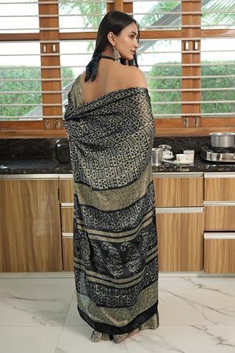 Image of MIRCHI FASHION Women Saree | Chiffon Batik Printed Breathable Regular Use Sari with Blouse