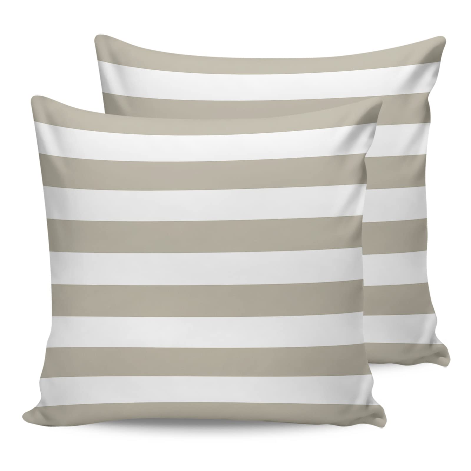 ALAGEO Outdoor Waterproof Pillow Covers for Patio Furniture Solid Striped Decorative Throw Pillow Cover Beige Pillowcases Set of 2 Cushion Case for Sofa Couch Chair Home Decor 20 x 20 Inches