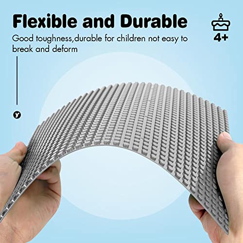 Image of Lekebaby 2 Pack Classic Baseplates 10 inch x 10 inch, Building Base Plates for Building Bricks, 100% Compatible with Major Brands and Activity Table-Baseplate, Sturdy & Safe, Age 3 and up Kids, Grey