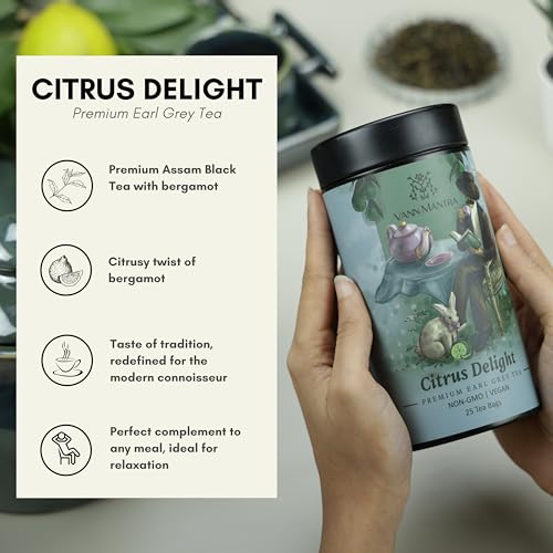 Vann Mantra Earl Grey Tea Citrus Delight, 25 Count Premium Assam Black Tea Bags With Bergamot Twist thumb #1