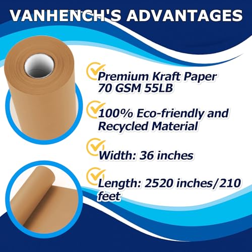 Vanhench 663437 36"X 2520 Inch (210') Brown Kraft Paper Roll, Craft Paper thumb #1