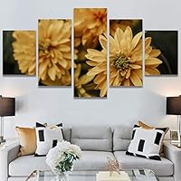 SIGNWIN 5 Panel Canvas Wall Art Yellow Fields for Home Decorations Ready to Hang - 60