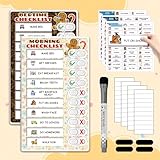 2 in 1 Upgraded Slider Gingerbread Chore Chart for Kids, Magnetic Kids Chore Chart for 2 Kids, Dry Erase Morning/Bedtime Routine Chart for Kids Toddlers Teens Adult, Visual Schedule for Kid